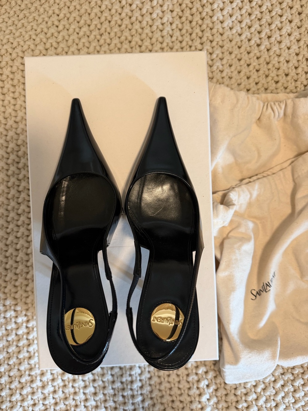 Saint Laurent Vendome Slingback Pumps in Glazed Leather - Picture 5 of 7